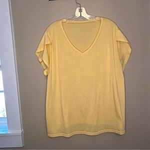 Yellow V-Neck Women's Top Size 2X